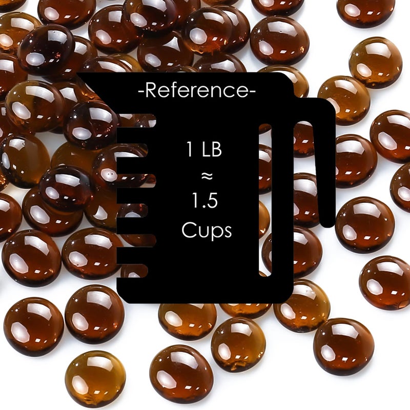 CYS EXCEL 5LBS Amber Glass Gemstone Beads Vase Fillers Flat Marble Beads Multiple Color Choices Aquarium Decor Rocks Floral Stones Decorative Mosaic Glass Gem Pebbles - Image 2